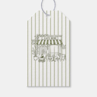 Salbeigrün gestreifte Cafe Bebe Babyparty Geschenkanhänger