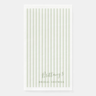 Salbeigrün gestreifte Papiertischdecke Serviette
