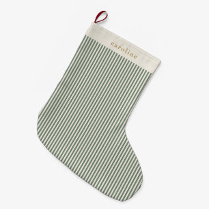 Salbeigrün gestreifte personalisierte Name Großer Weihnachtsstrumpf
