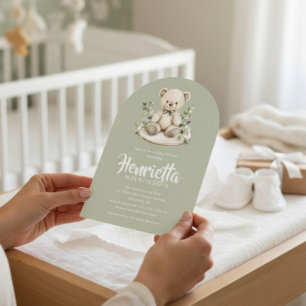 Salbeigrün gestreifter Eukalyptus-Baby-Shower-Boge Einladung