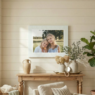 Salbeigrün gestreiftes Familienfoto-Andenken Leinwanddruck