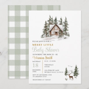 Salbeigrün Gingham Eine fröhliche kleine Babyparty Einladung