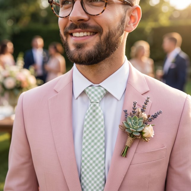 Salbeigrün Gingham Krawatte (Von Creator hochgeladen)