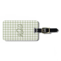 Salbeigrün Gingham Monogramm 