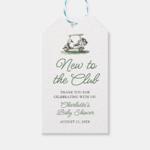 Salbeigrün Golf Neu im Club Baby Shower Geschenkanhänger