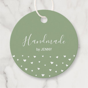 Salbeigrün Hearts Handmade, Craft-Paket-Tag Geschenkanhänger