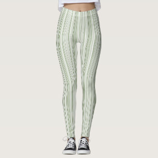 Salbeigrün (Hell, Mittel, Dunkel) und Weiß gestrei Leggings