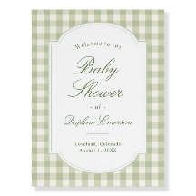 Salbeigrün kariert Baby Shower Willkommensschild