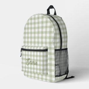 Salbeigrün Kariert Kinder Personalisierte Trendige Bedruckter Rucksack