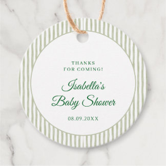 Salbeigrün kariert klassisch elegante Babyparty Geschenkanhänger