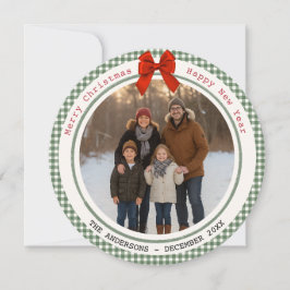 Salbeigrün kariert Rund Foto Weihnachten