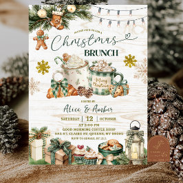Salbeigrün kariert rustikales Weihnachtsbrunch Einladung
