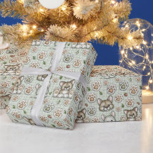 Salbeigrün kariertes Kitten-Pfotenabdruck-Geschenk