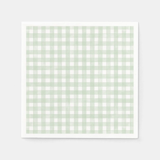 Salbeigrün klassisch Gingham Serviette (Vorderseite)