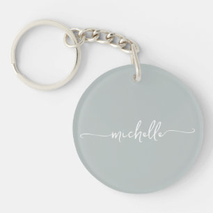 Salbeigrün minimalistisches Monogramm Namensschrif Schlüsselanhänger