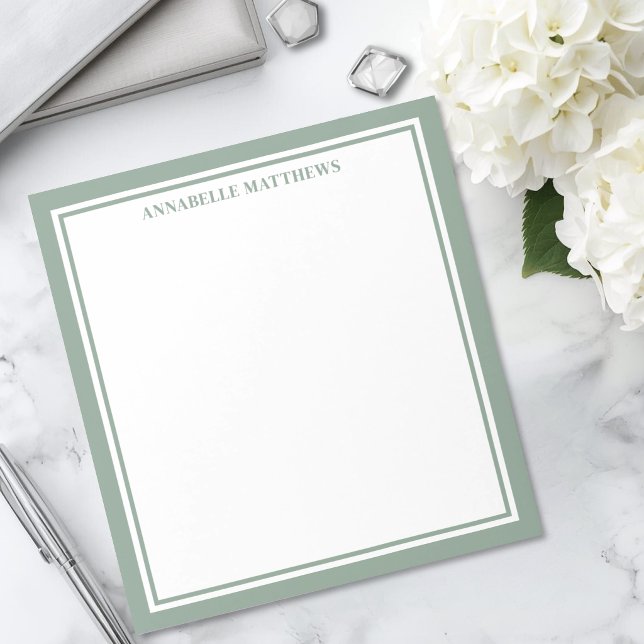 Salbeigrün minimalistisches Monogramm Notizblock (Sage Green Minimalist Monogram Notepad )
