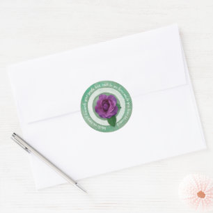 Salbeigrün mit Lila Rose Inspirierendes Zitat Runder Aufkleber