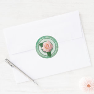 Salbeigrün mit Weißer Rose Inspirierendes Zitat Runder Aufkleber