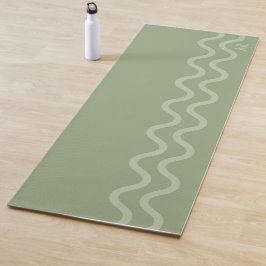 Salbeigrün Moderne Minimale Wellenlinien Und Initi Yogamatte