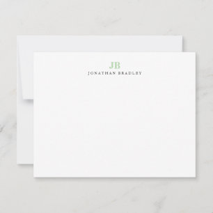 Salbeigrün Moderne Minimalistische Monogramm Profe Mitteilungskarte