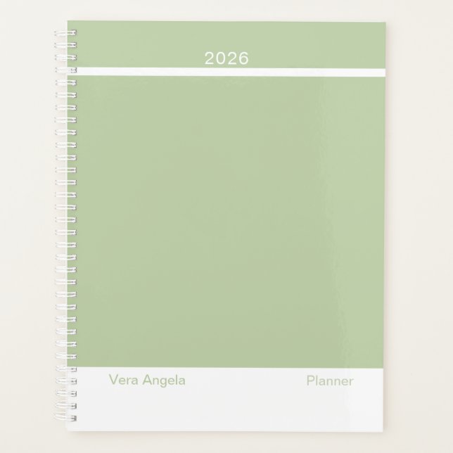 Salbeigrün Modernes Layout Groß Planer (Vorderseite)