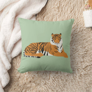Salbeigrün Orange Safari Tiger Tier Kissen