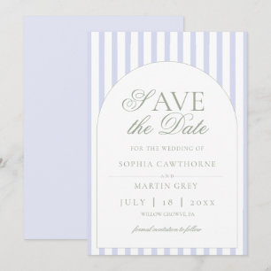 Salbeigrün und blau gestreift elegant klassisch save the date