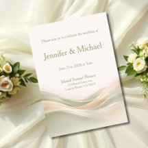 Salbeigrün und Elfenbein Moderne Wellen-Hochzeit