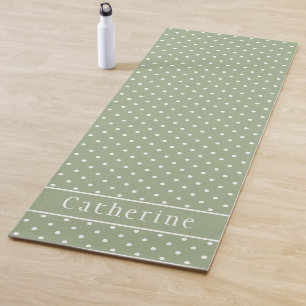 Salbeigrün und weiße Tupfen und benutzerdefinierte Yogamatte