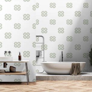 Salbeigrün Weiße Abstrakte Geometrische Moderne Ei Tapete