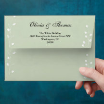 Salbeigrüne adressierte Hochzeitsteckhülle