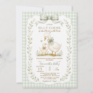 Salbeigrüne Alberne Gans Baby-Party Neutral Einladung