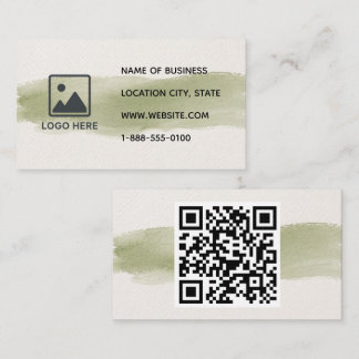Salbeigrüne Aquarell-QR-Code-Visitenkarte Visitenkarte
