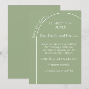 Salbeigrüne Arch Minimalist Save The Date Flachkar