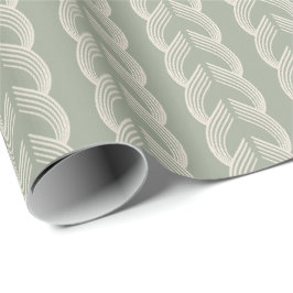 Salbeigrüne Art Deco Bogen Luxus-Muster Geschenkpapier