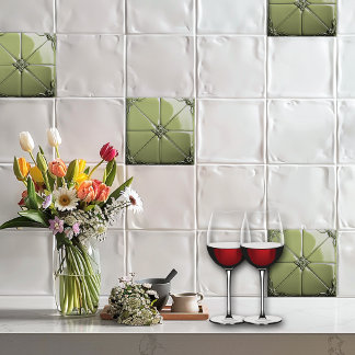 Salbeigrüne Art Deco Keramikfliese