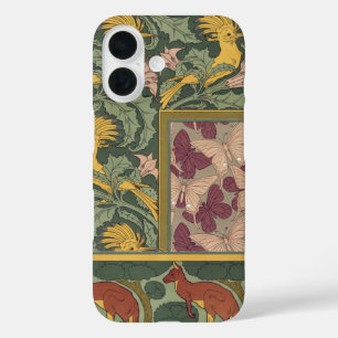 Salbeigrüne Art Nouveau Wiedehopf Schmetterling Ku iPhone 16 Hülle
