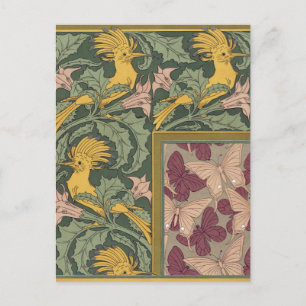 Salbeigrüne Art Nouveau Wiedehopf Schmetterling Ku Postkarte