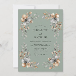 Salbeigrüne Ätherische Boho-Hochzeit Einladung
