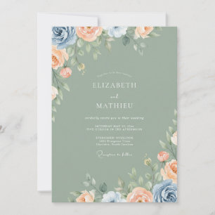 Salbeigrüne Ätherische Pastorale Hochzeit Einladung