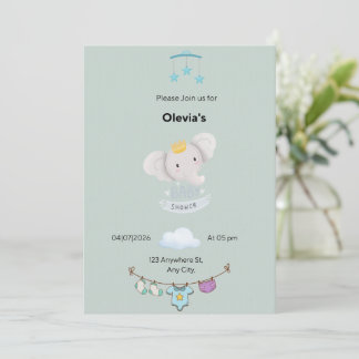 Salbeigrüne Babyparty Flache Einladung
