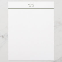 Salbeigrüne Balkenmonogramm-Briefkopfstationery