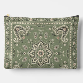 Salbeigrüne Bandana Paisley große Reißverschlussta Zubehörtasche