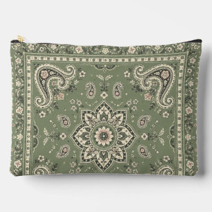 Salbeigrüne Bandana Paisley große Reißverschlussta Zubehörtasche