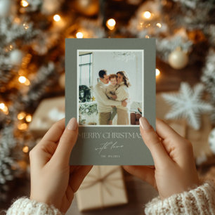 Salbeigrüne benutzerdefinierte Foto-Weihnachtsgruß Einladung
