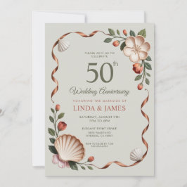 Salbeigrüne Blumen Hochzeit Jubiläum Einladung