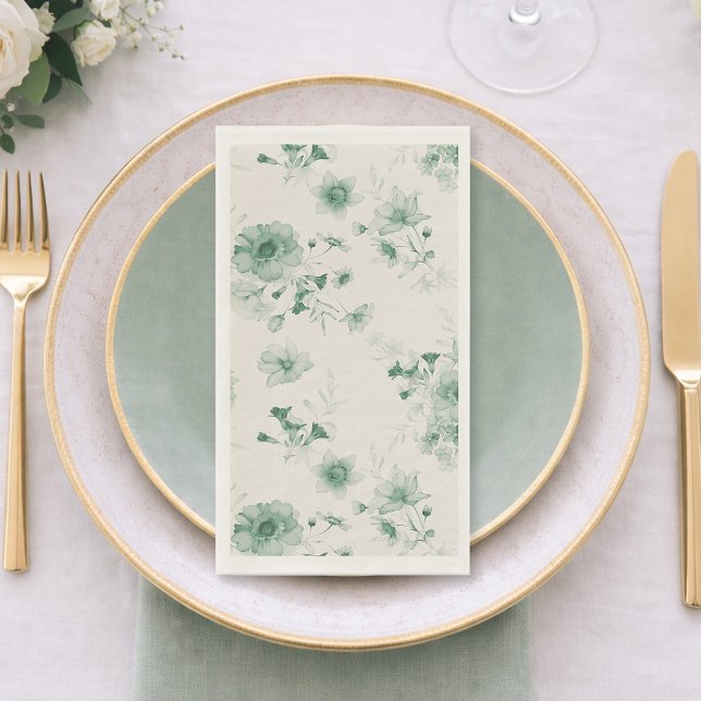 Salbeigrüne Blumenmuster Serviette (Von Creator hochgeladen)