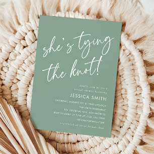 Salbeigrüne Boho-Sie-knotet-sich Bridal Shower Einladung