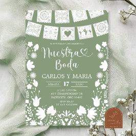 Salbeigrüne Boho Talavera Mexikanische Unsere Hoch Einladung