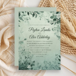 Salbeigrüne botanische Blätter Aquarell-Hochzeit Einladung